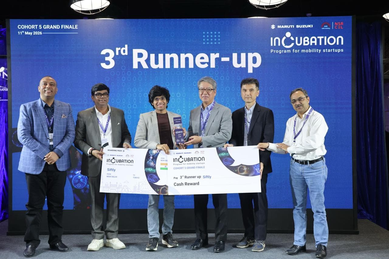 Siftly receiving recognition at the Maruti Suzuki Incubation Programme Cohort 5 Grand Finale.